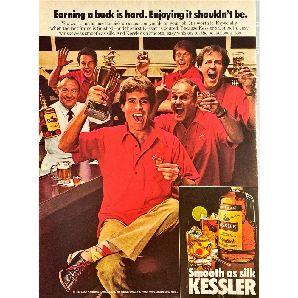 Kessler American Blended Whiskey "Smooth as Silk" Vintage Print Ad 1983